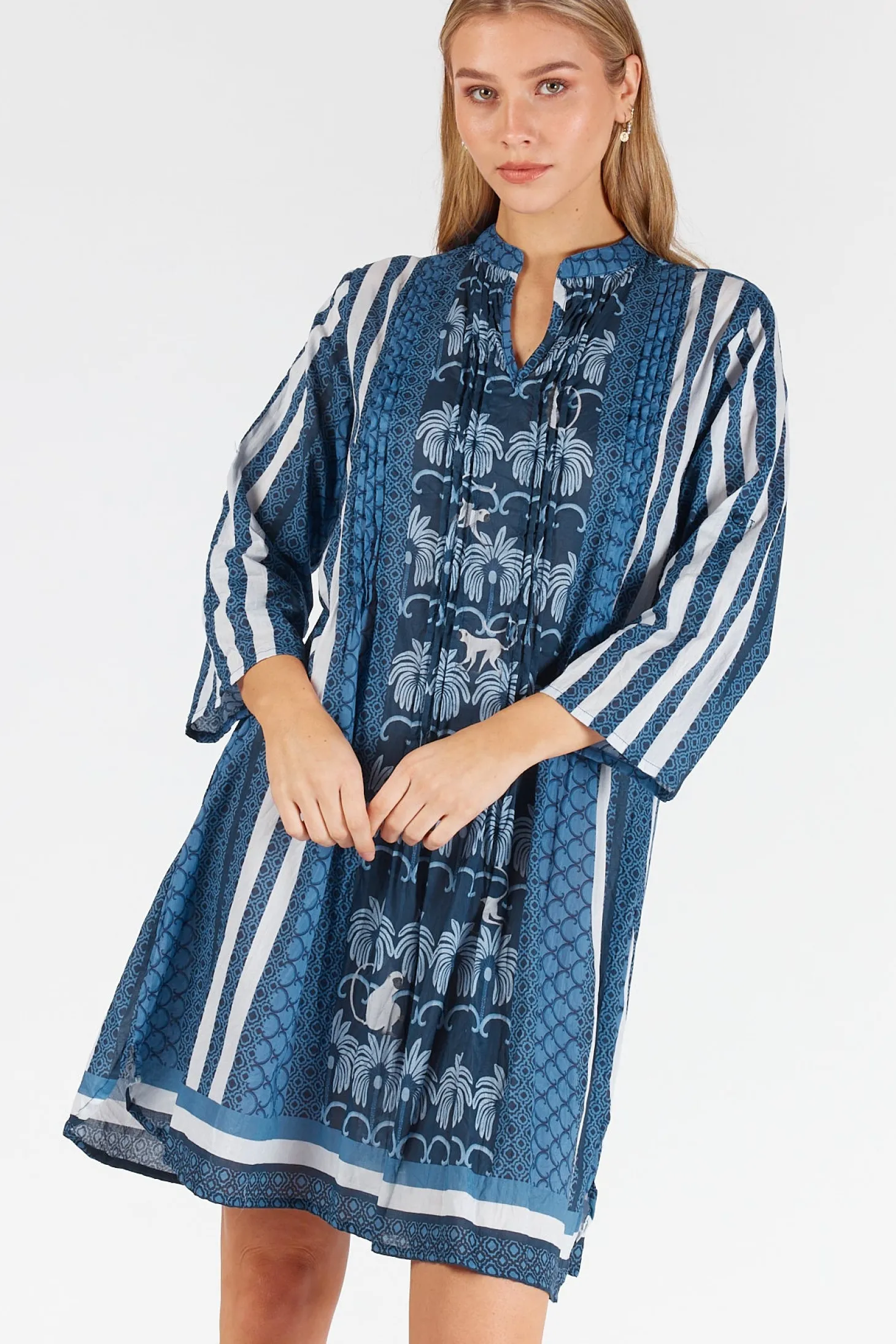 Blakely Tucked Dress - Navy - LL48